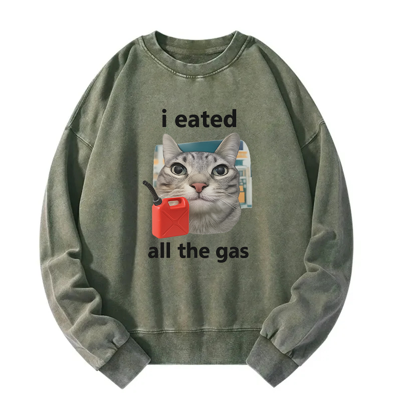 I Eated All The Gas Cat Funny Washed Sweatshirt