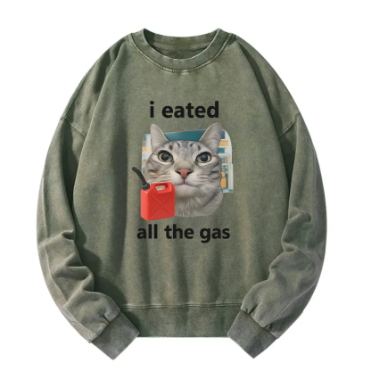 I Eated All The Gas Cat Funny Washed Sweatshirt