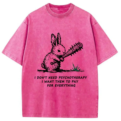 Violent Rabbit Funny Washed T-Shirt