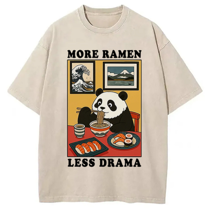 More Ramen Less Drama Panda Washed T-Shirt