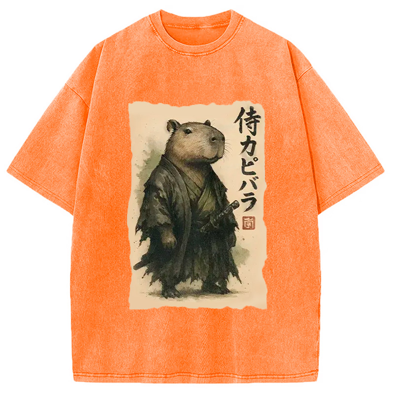 Capybara Samurai Washed T-Shirt