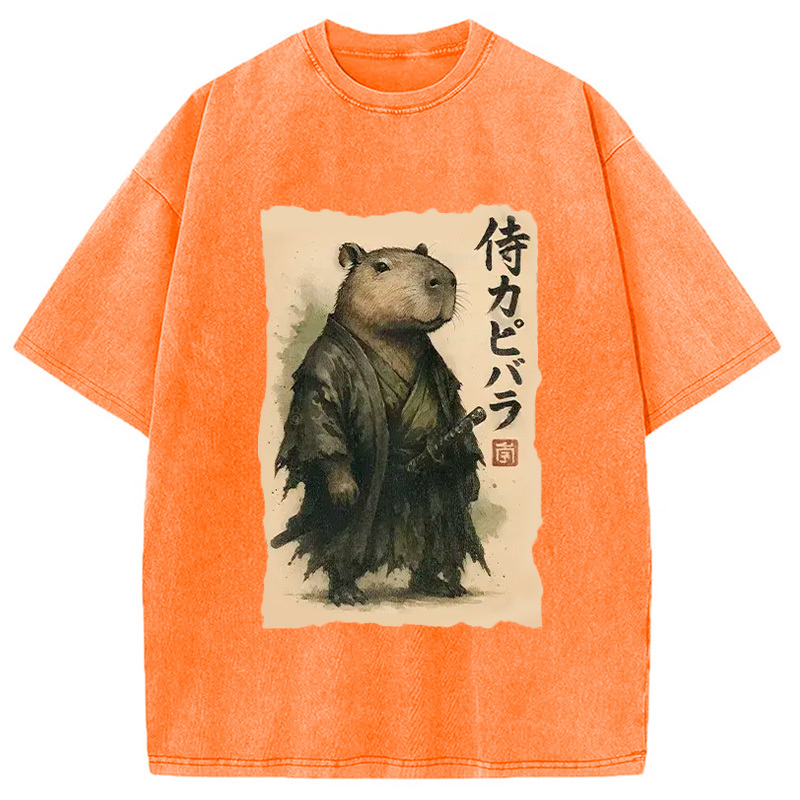 Capybara Samurai Washed T-Shirt