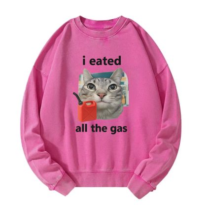 I Eated All The Gas Cat Funny Washed Sweatshirt