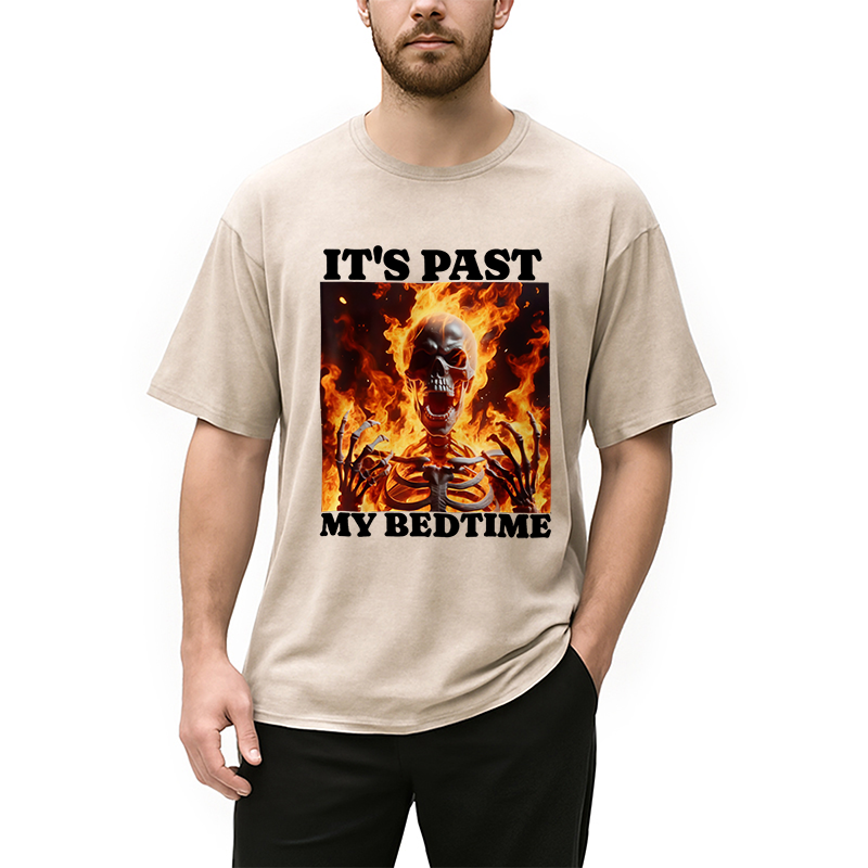 It's Past My Bedtime Funny Skeleton Meme Washed T-Shirt