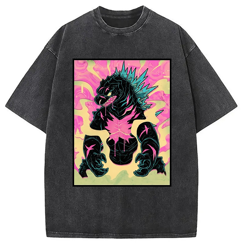 Japanese Godzilla Graffiti Washed T-Shirt
