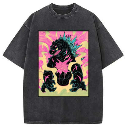 Japanese Godzilla Graffiti Washed T-Shirt