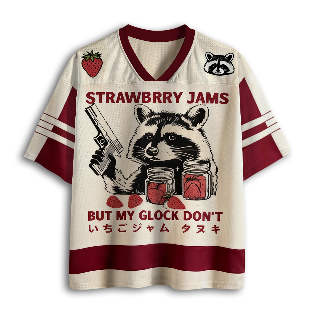 Tokyoviva Strawberry Jams Glock Funny Raccoon Mesh Jersey