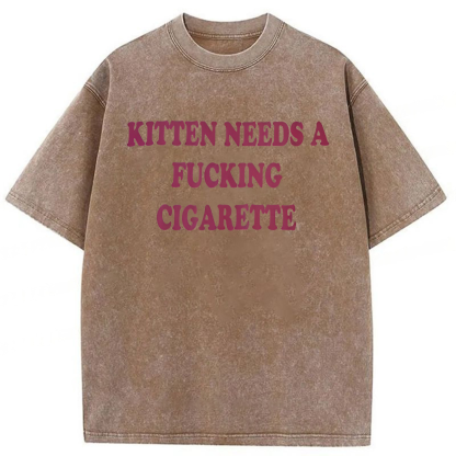 Tokyoviva Kitten Needs A Cigarette Washed T-shirt