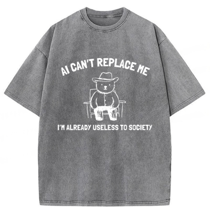Tokyoviva AI Can't Replace Me Washed T-shirt