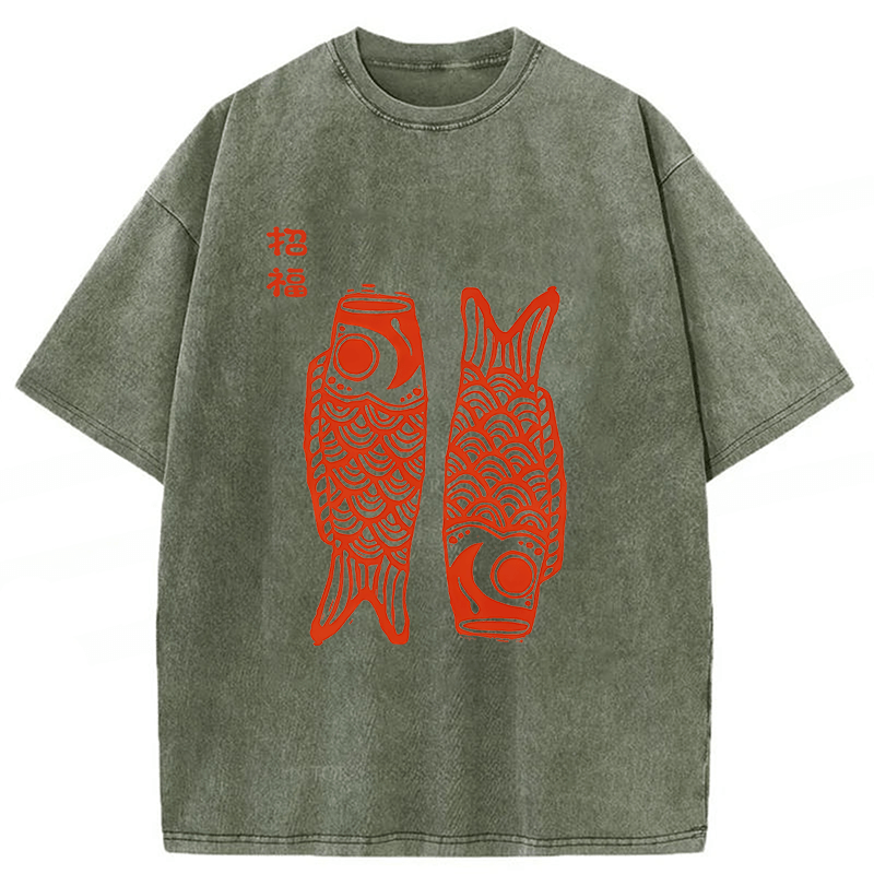 Baddiecat Japanese Carp Washed T-shirt