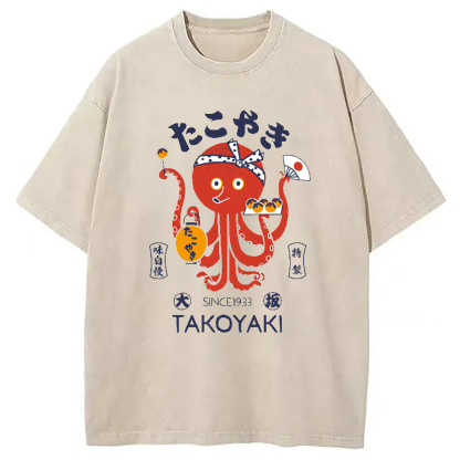 Tokoyaki Octopus Japanese Washed T-Shirt
