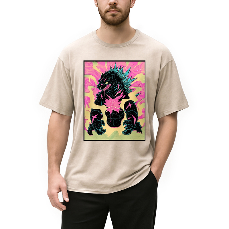 Japanese Godzilla Graffiti Washed T-Shirt
