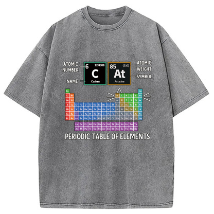 Cat Periodic Table Chemistry Washed T-Shirt