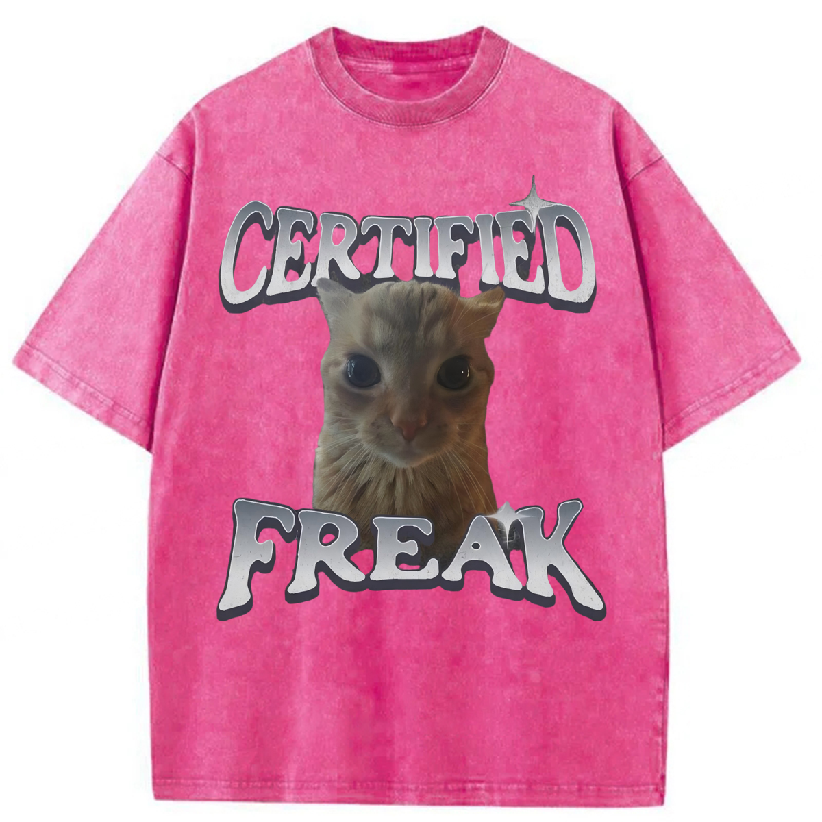 Tokyoviva Certified Freak Funny Cat Washed T-shirt