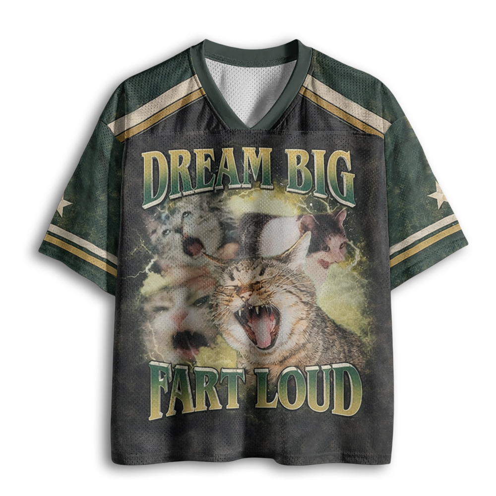Tokyoviva Funny Cat Dream Big Fart Loud Mesh Jersey
