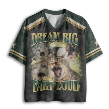 Baddiecat Funny Cat Dream Big Fart Loud Mesh Jersey