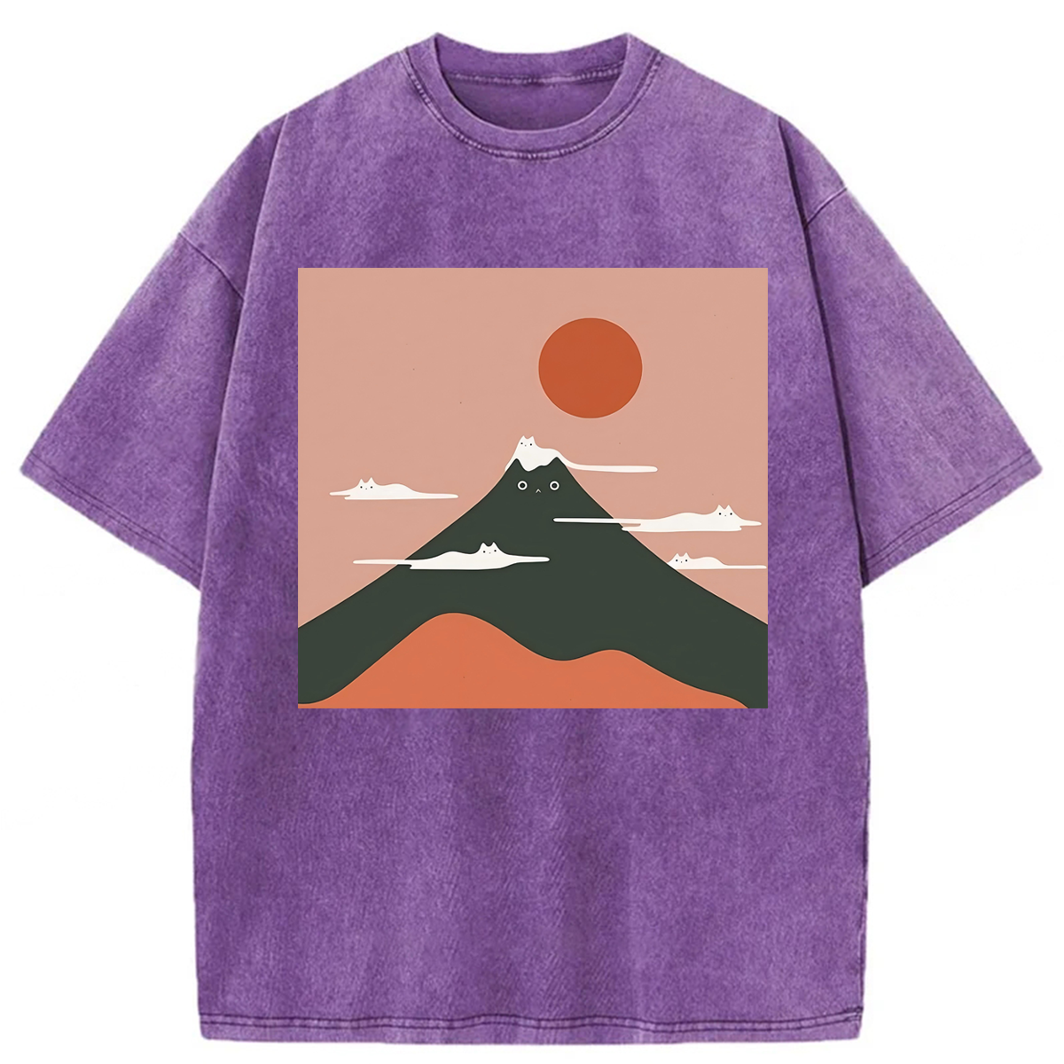Tokyoviva Funny Cat Mountain Washed T-shirt