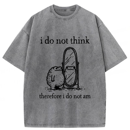Tokyoviva Frog I Do Not Think Therefore I Do Not Am Washed T-shirt