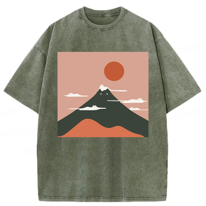 Tokyoviva Funny Cat Mountain Washed T-shirt