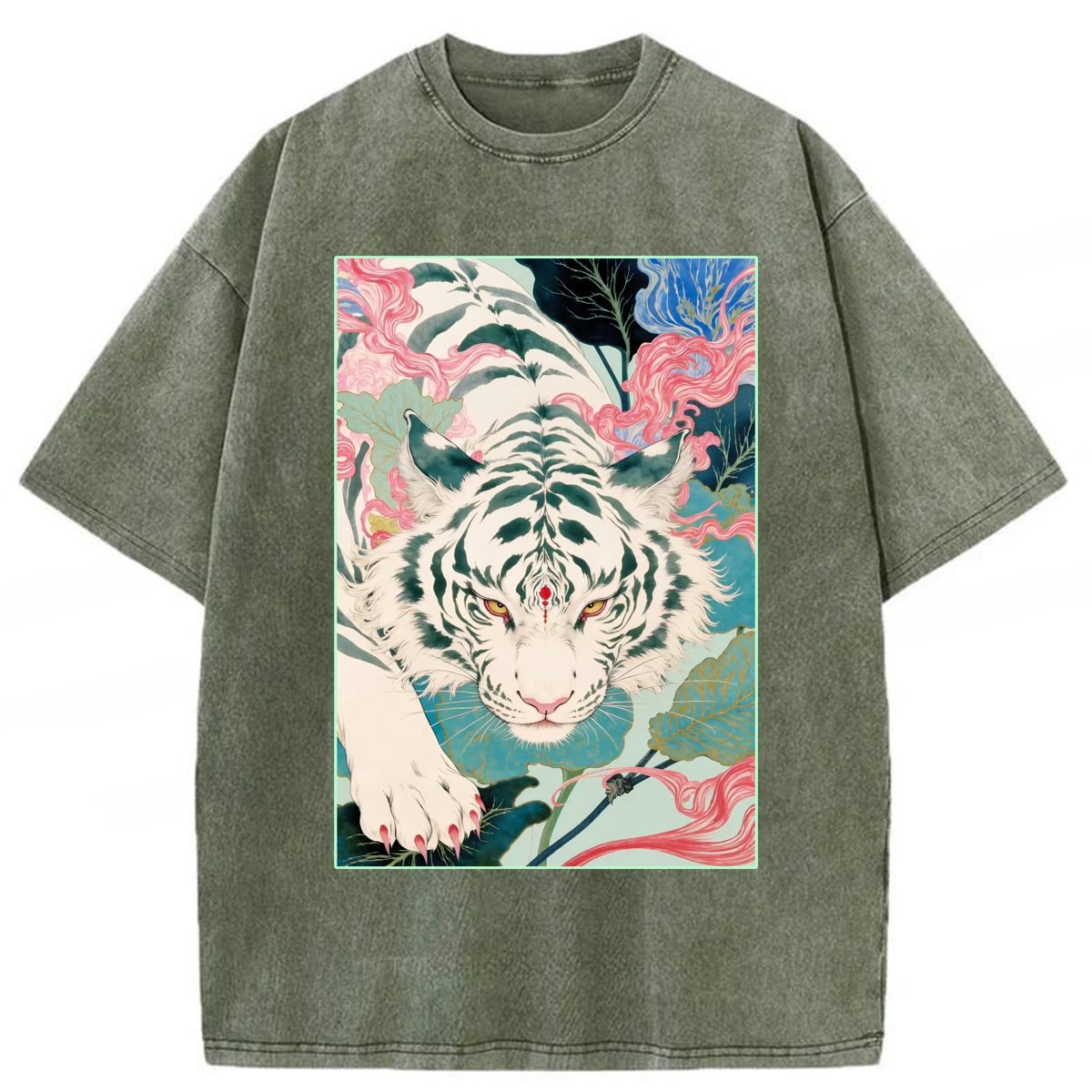 Tokyoviva Japanese White Tiger Washed T-shirt