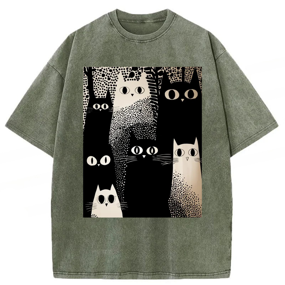Tokyoviva Japanese Black Cat Washed T-shirt
