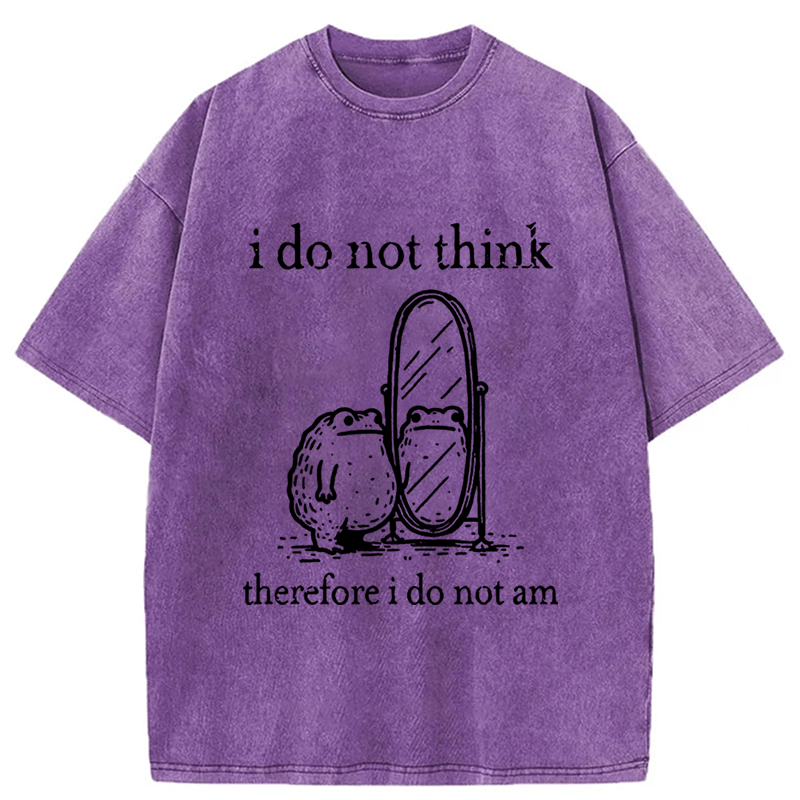 Tokyoviva Frog I Do Not Think Therefore I Do Not Am Washed T-shirt