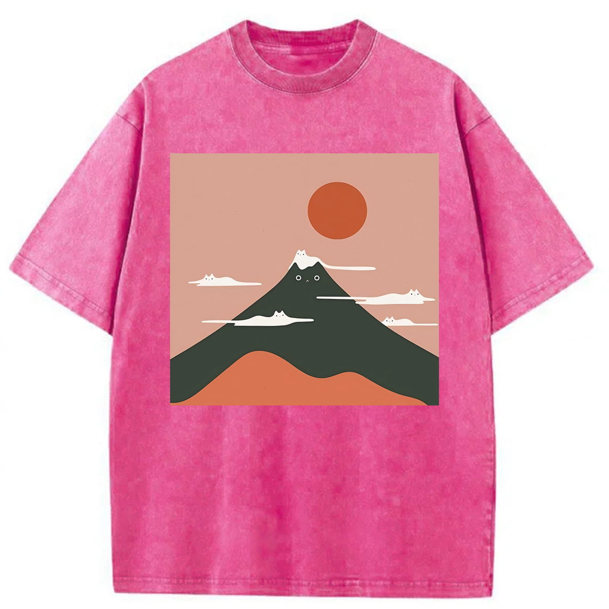 Tokyoviva Funny Cat Mountain Washed T-shirt