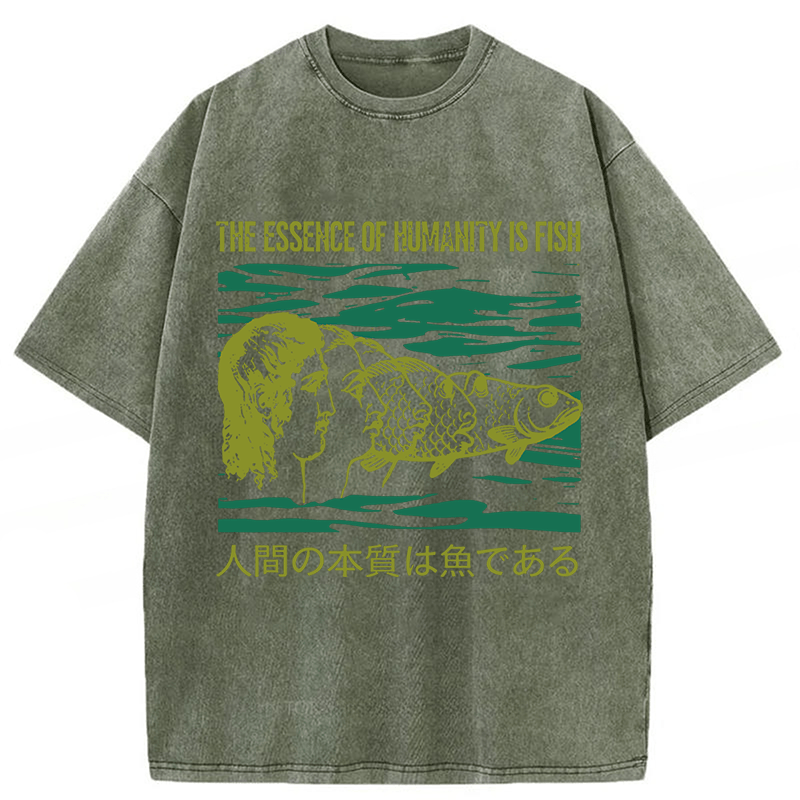 Tokyoviva The Essence Of Humanity Is Fish Washed T-shirt
