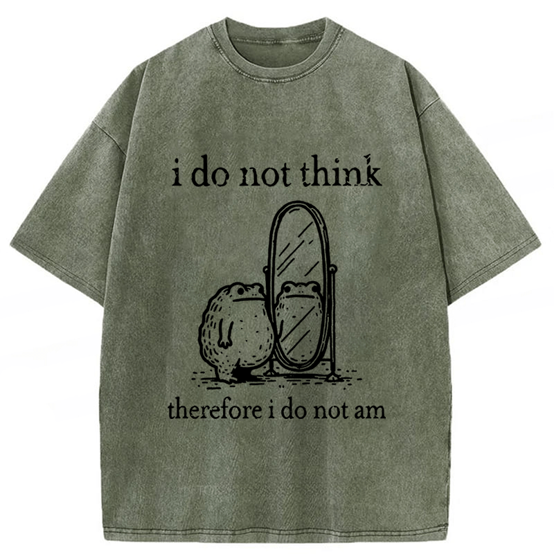 Tokyoviva Frog I Do Not Think Therefore I Do Not Am Washed T-shirt