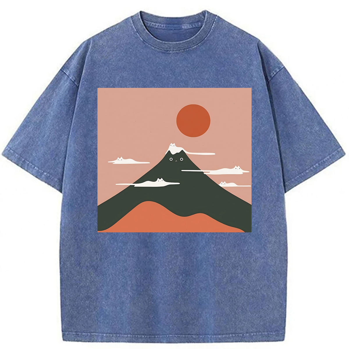 Tokyoviva Funny Cat Mountain Washed T-shirt