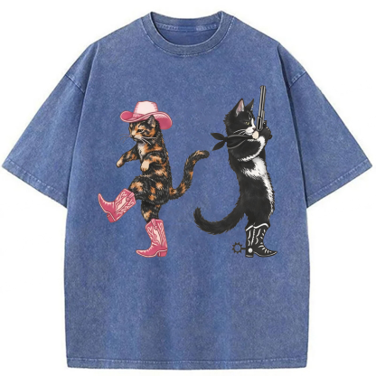 Tokyoviva Western Cats Cowgirl Washed T-shirt