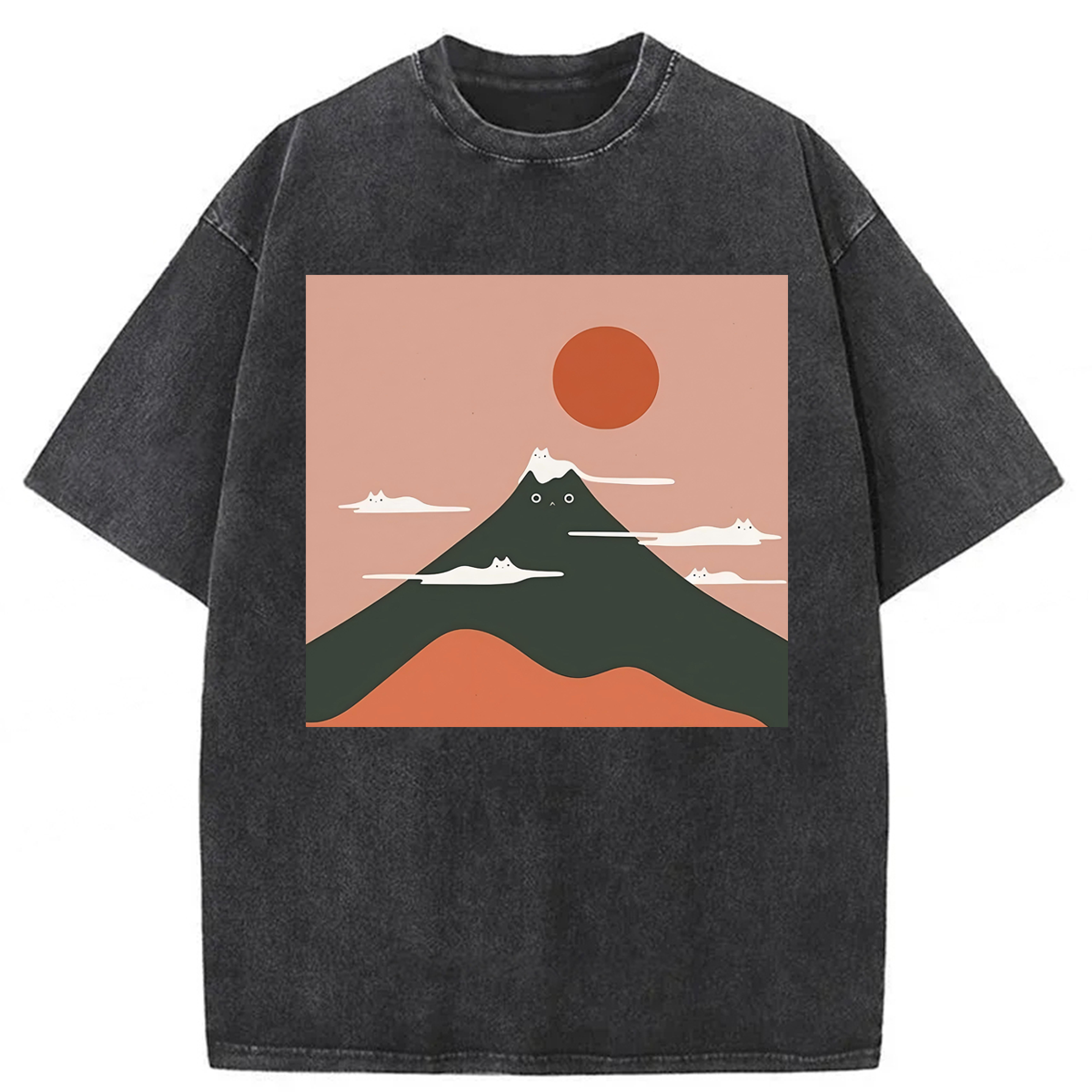 Tokyoviva Funny Cat Mountain Washed T-shirt
