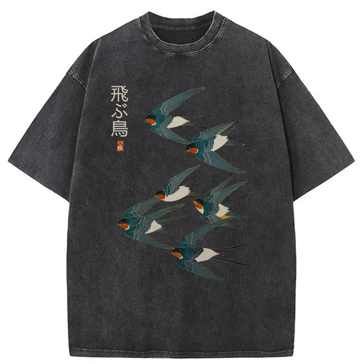 Tokyoviva Swallow Birds Washed T-shirt