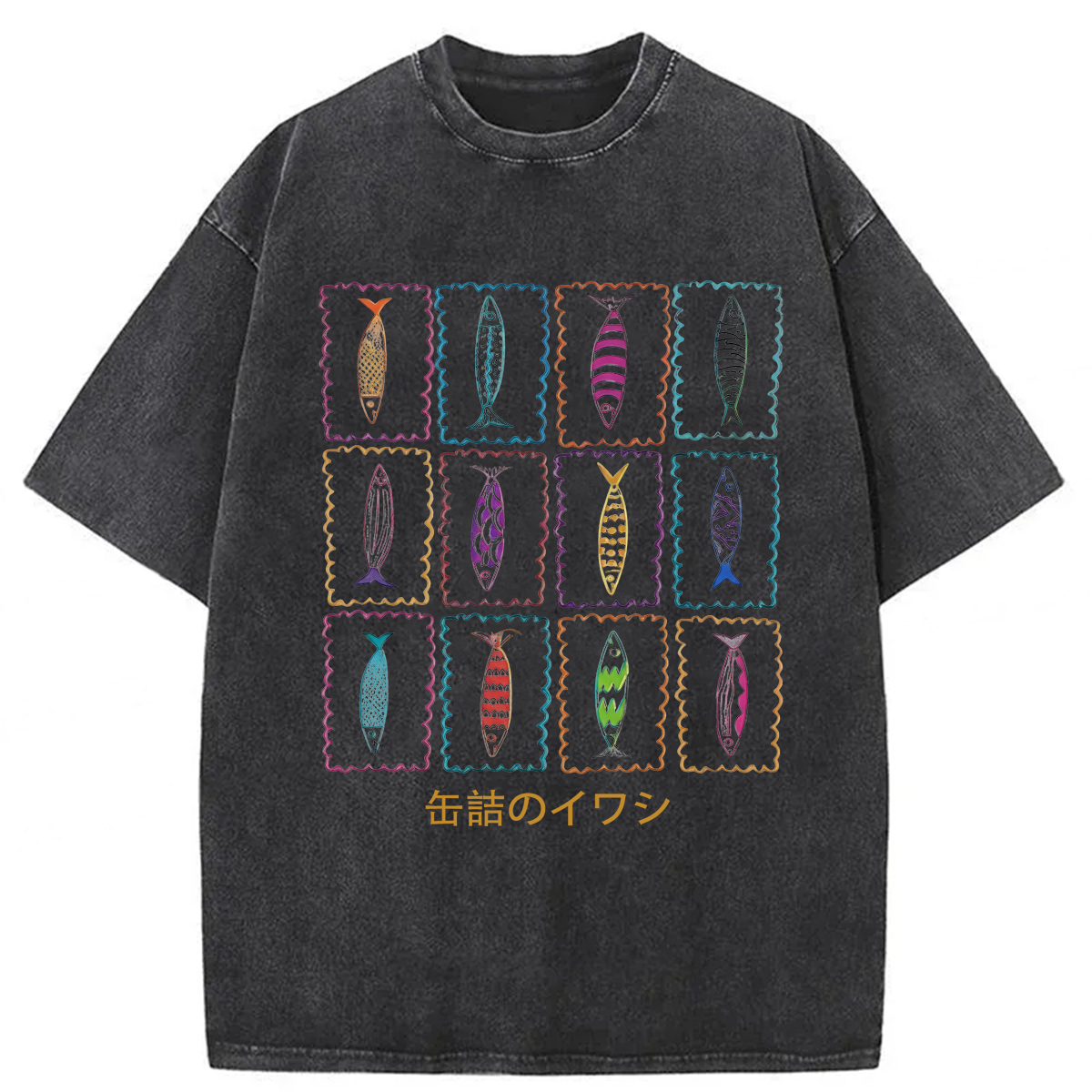 Tokyoviva Sardines Tin Fish Washed T-shirt