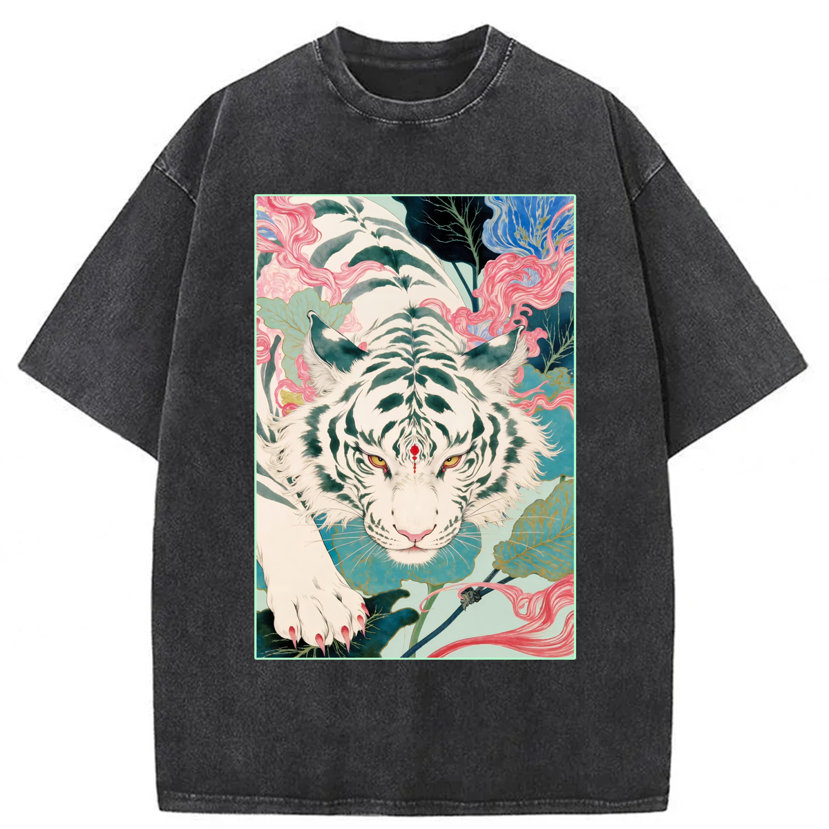 Tokyoviva Japanese White Tiger Washed T-shirt