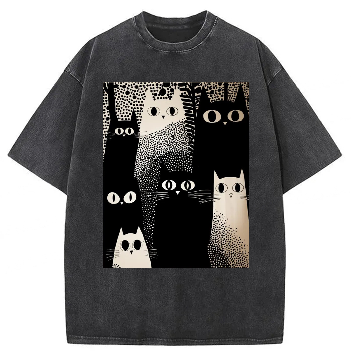 Tokyoviva Japanese Black Cat Washed T-shirt