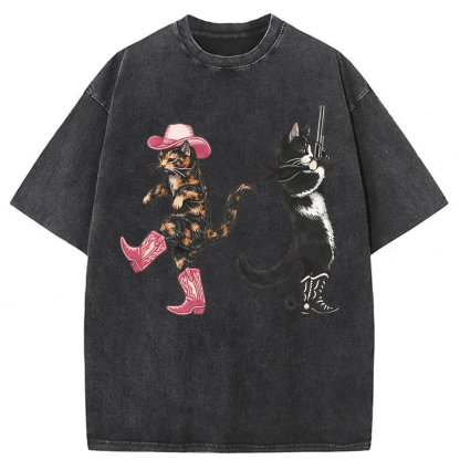 Tokyoviva Western Cats Cowgirl Washed T-shirt