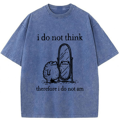 Tokyoviva Frog I Do Not Think Therefore I Do Not Am Washed T-shirt