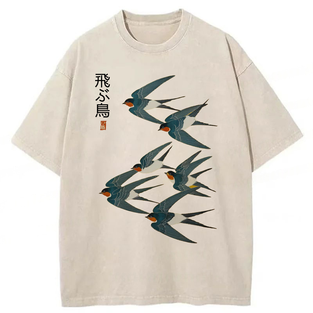 Tokyoviva Swallow Birds Washed T-shirt