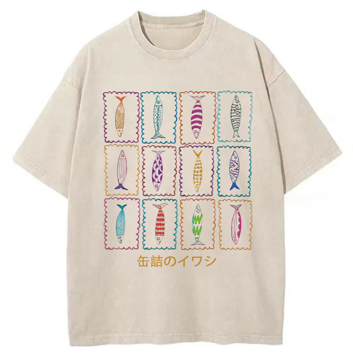 Tokyoviva Sardines Tin Fish Washed T-shirt