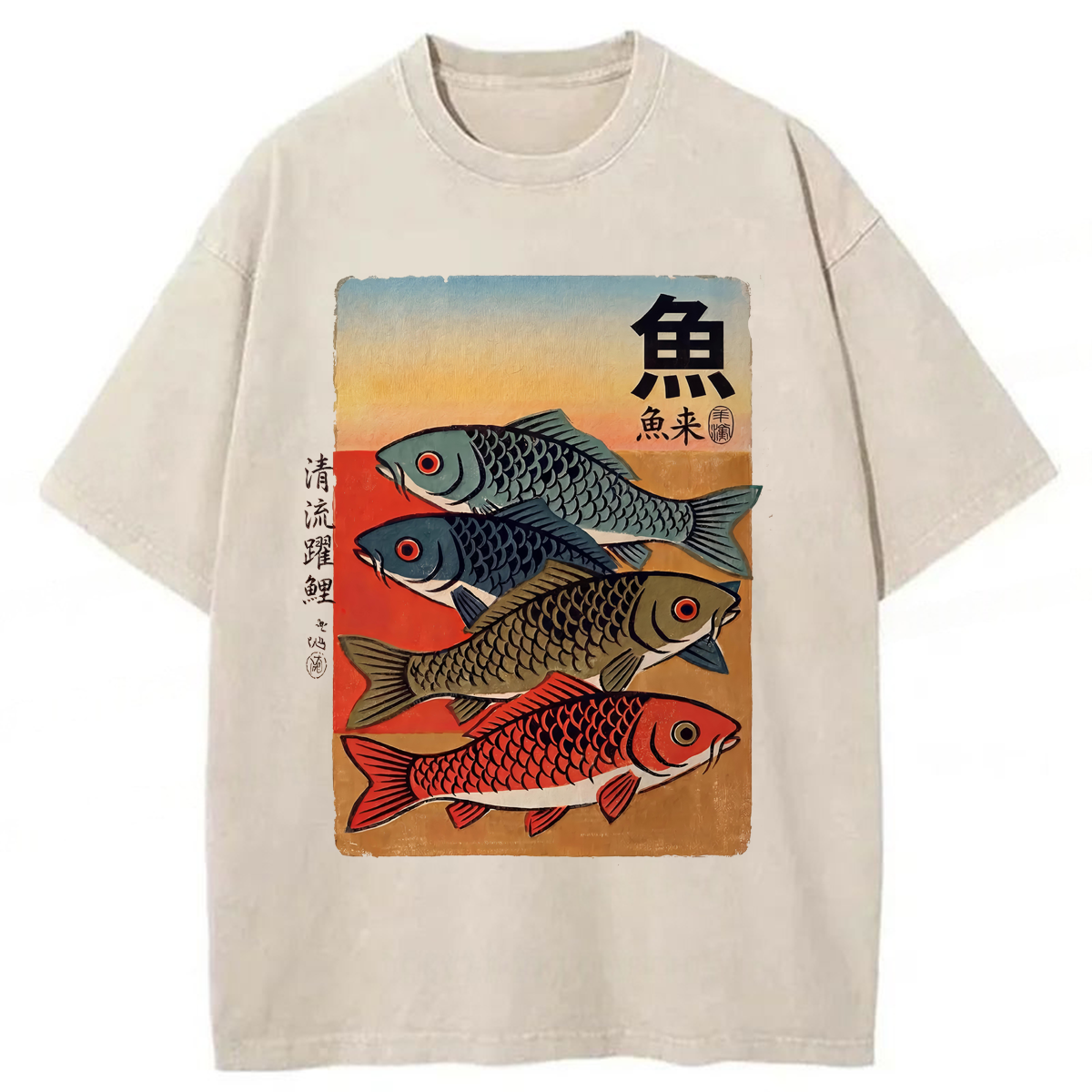 Tokyoviva Vintage Fishes Washed T-shirt