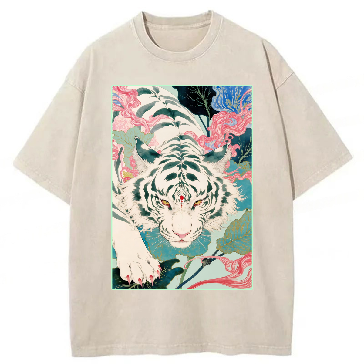 Tokyoviva Japanese White Tiger Washed T-shirt