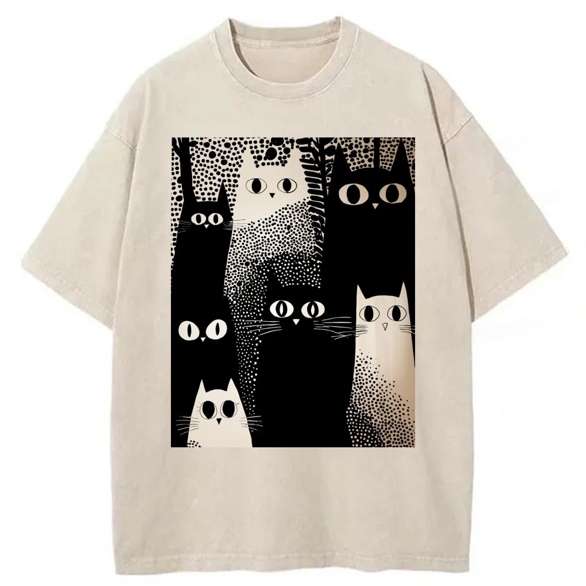 Tokyoviva Japanese Black Cat Washed T-shirt