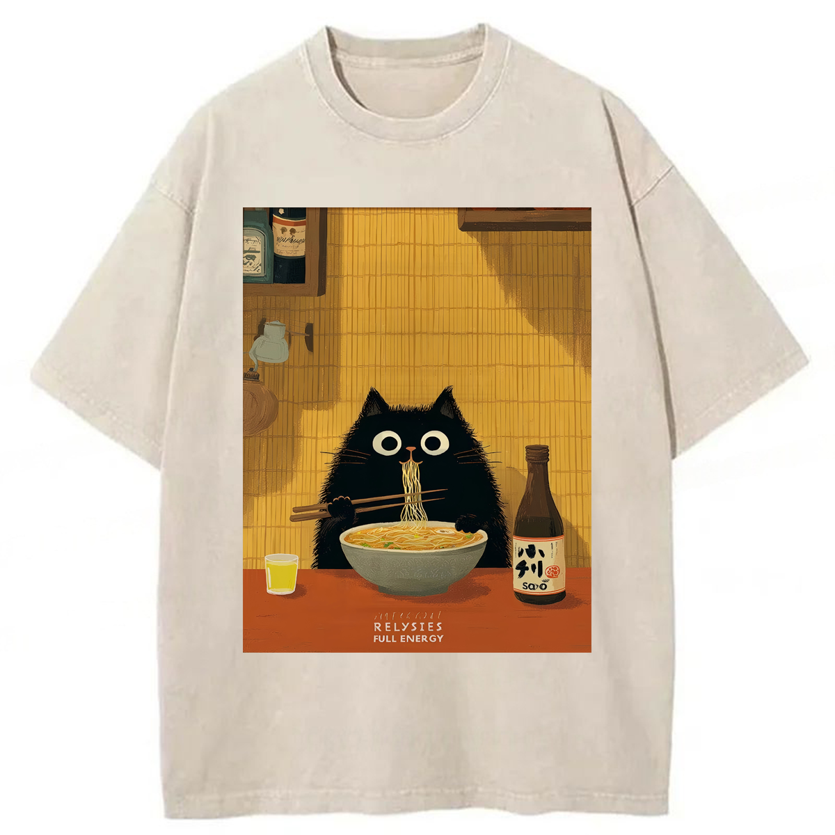 Tokyoviva Noodle Cat Washed T-shirt