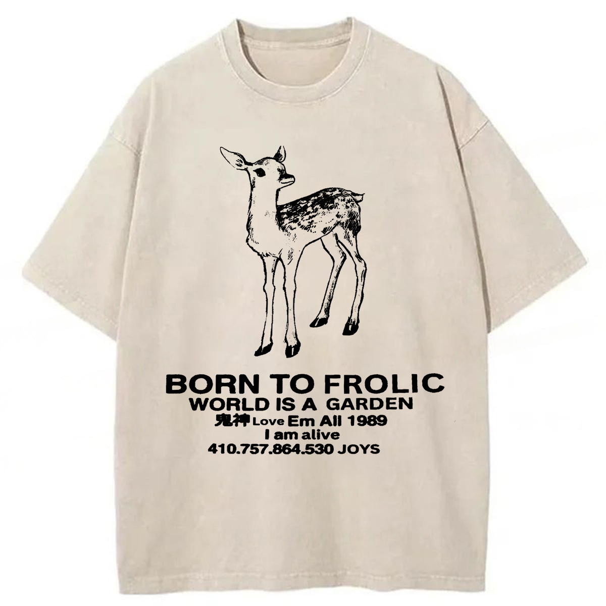 Tokyoviva Born To Frolic Deer Washed T-shirt