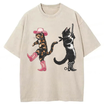 Tokyoviva Western Cats Cowgirl Washed T-shirt