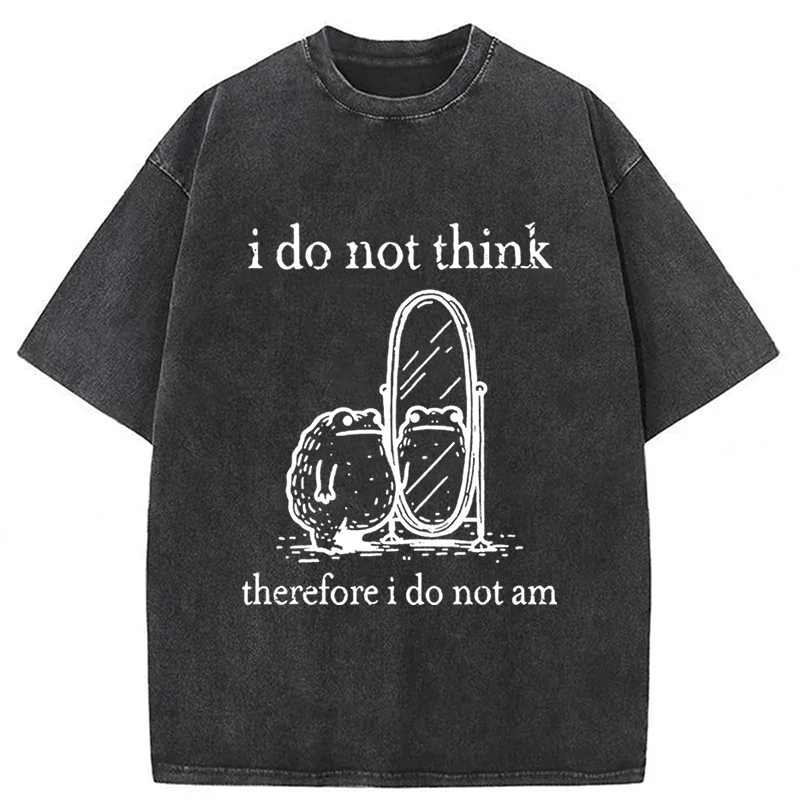 Tokyoviva Frog I Do Not Think Therefore I Do Not Am Washed T-shirt