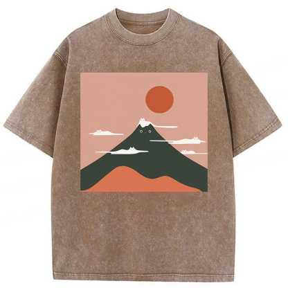 Tokyoviva Funny Cat Mountain Washed T-shirt