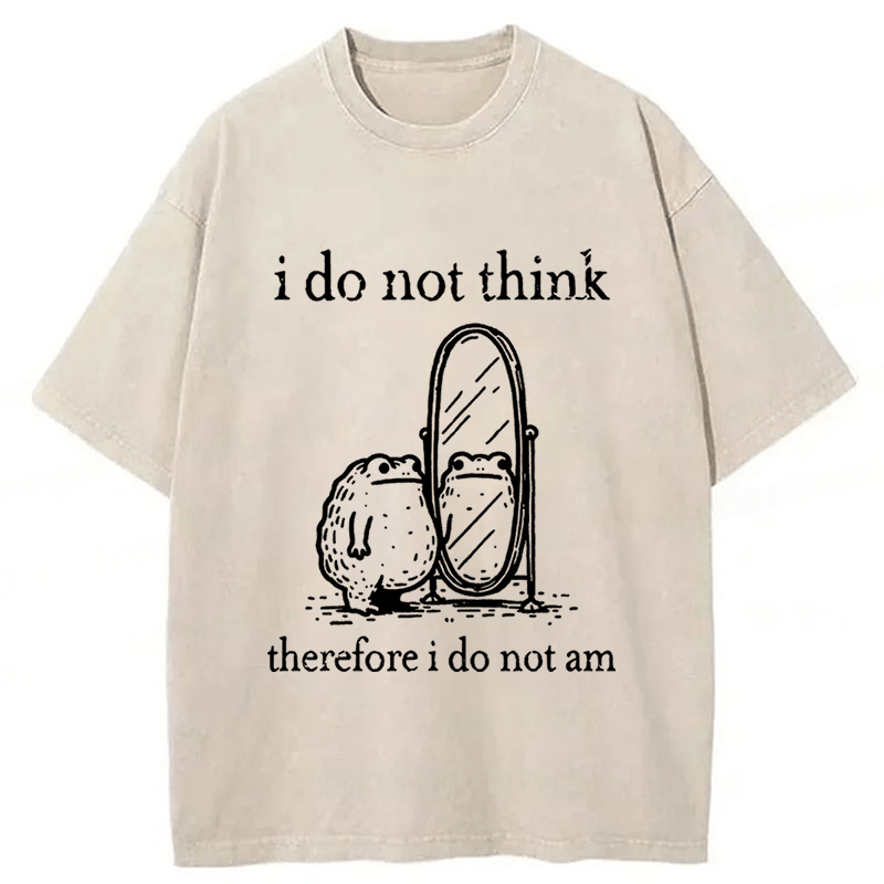 Tokyoviva Frog I Do Not Think Therefore I Do Not Am Washed T-shirt