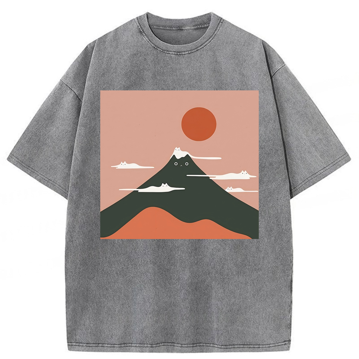 Tokyoviva Funny Cat Mountain Washed T-shirt